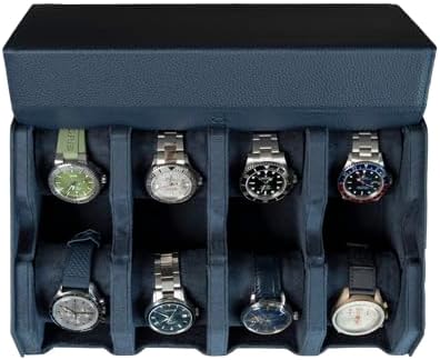 DailyWatch | Watch Box For 8 Watches | Genuine Black Leather Watch Roll Case With Soft Velvet Interior | Travel Watch Case - Protect & Display Your Watches | Watch Storage Travel Case in Black Green