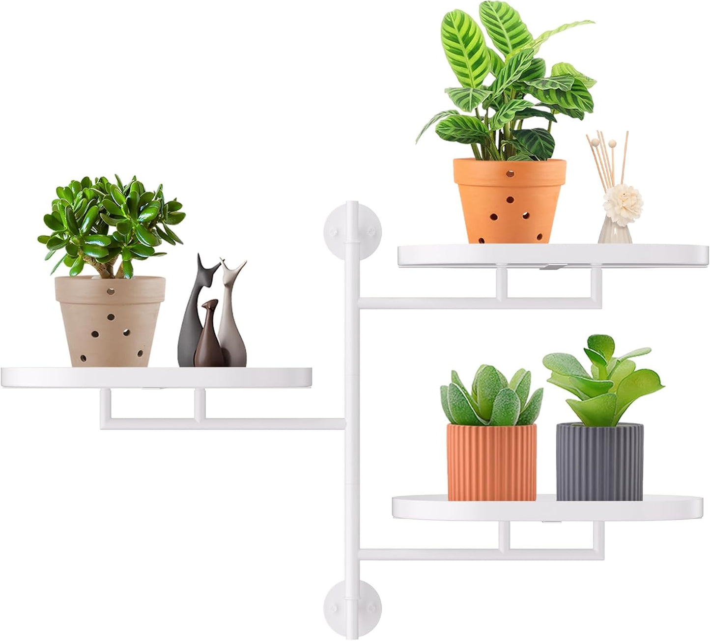 Rotating Window Shelves for Multiple Plants Indoor,4-tier Metal Corner Black Plant Stand Holder Floating Hanger Shelf for Wall,Windows Sill Gifts for Planter Lover to Enhance Home Decor