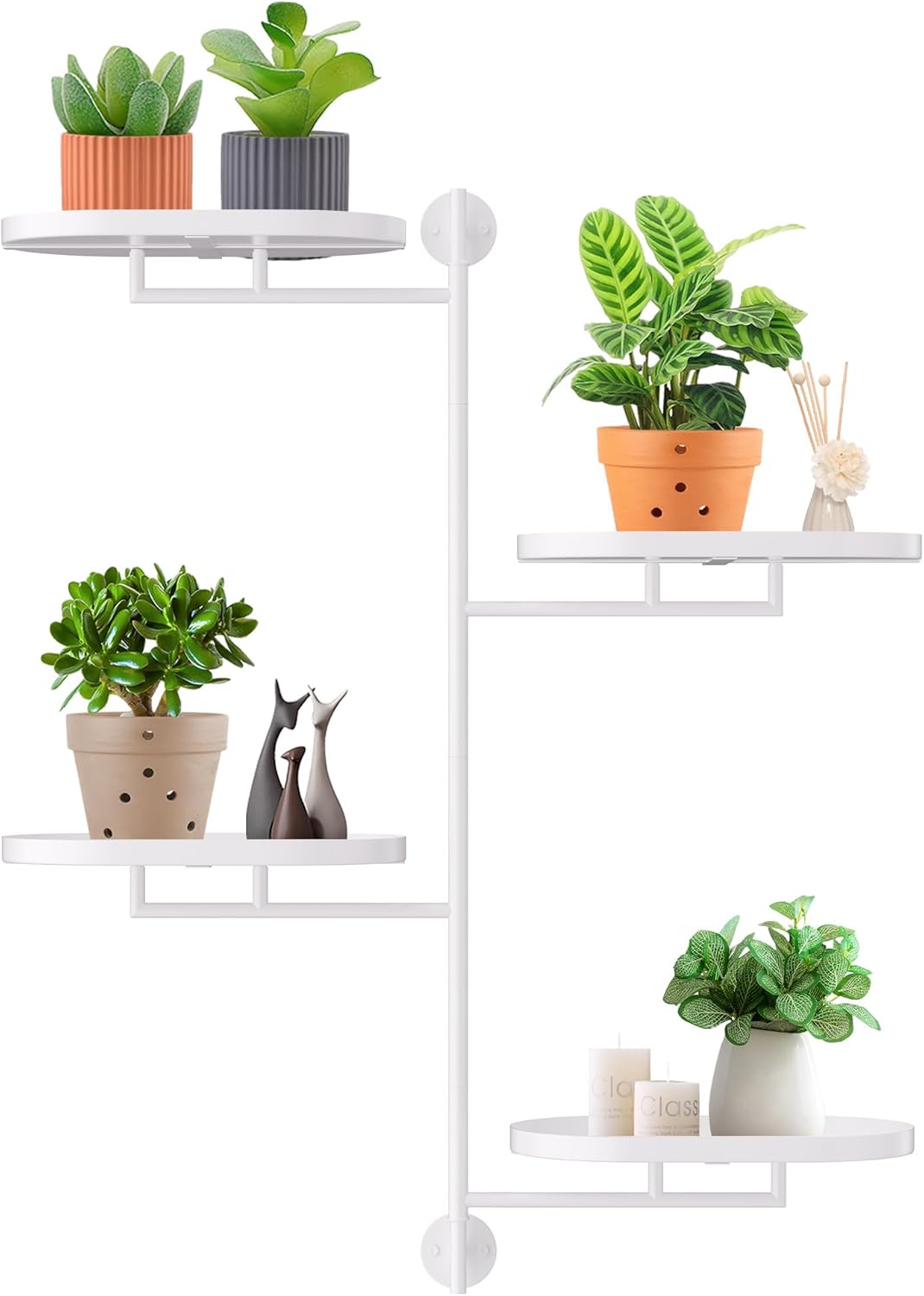 Rotating Window Shelves for Multiple Plants Indoor,4-tier Metal Corner Black Plant Stand Holder Floating Hanger Shelf for Wall,Windows Sill Gifts for Planter Lover to Enhance Home Decor