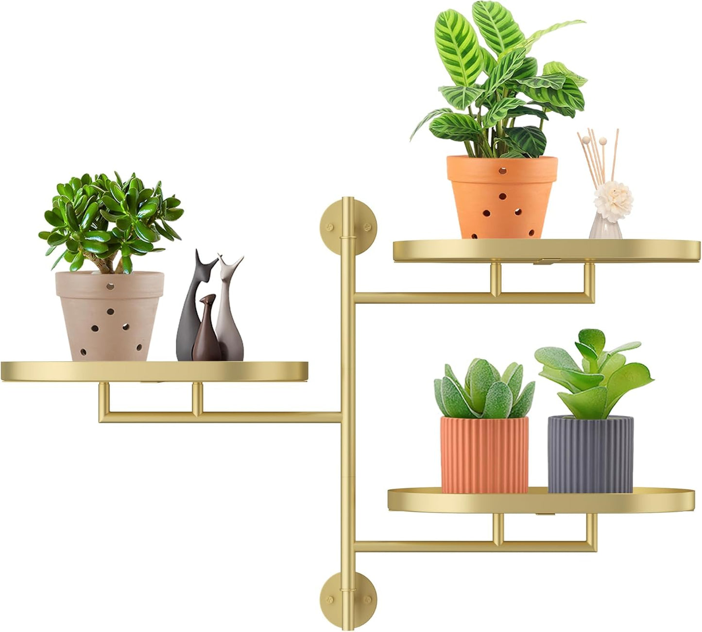 Rotating Window Shelves for Multiple Plants Indoor,4-tier Metal Corner Black Plant Stand Holder Floating Hanger Shelf for Wall,Windows Sill Gifts for Planter Lover to Enhance Home Decor