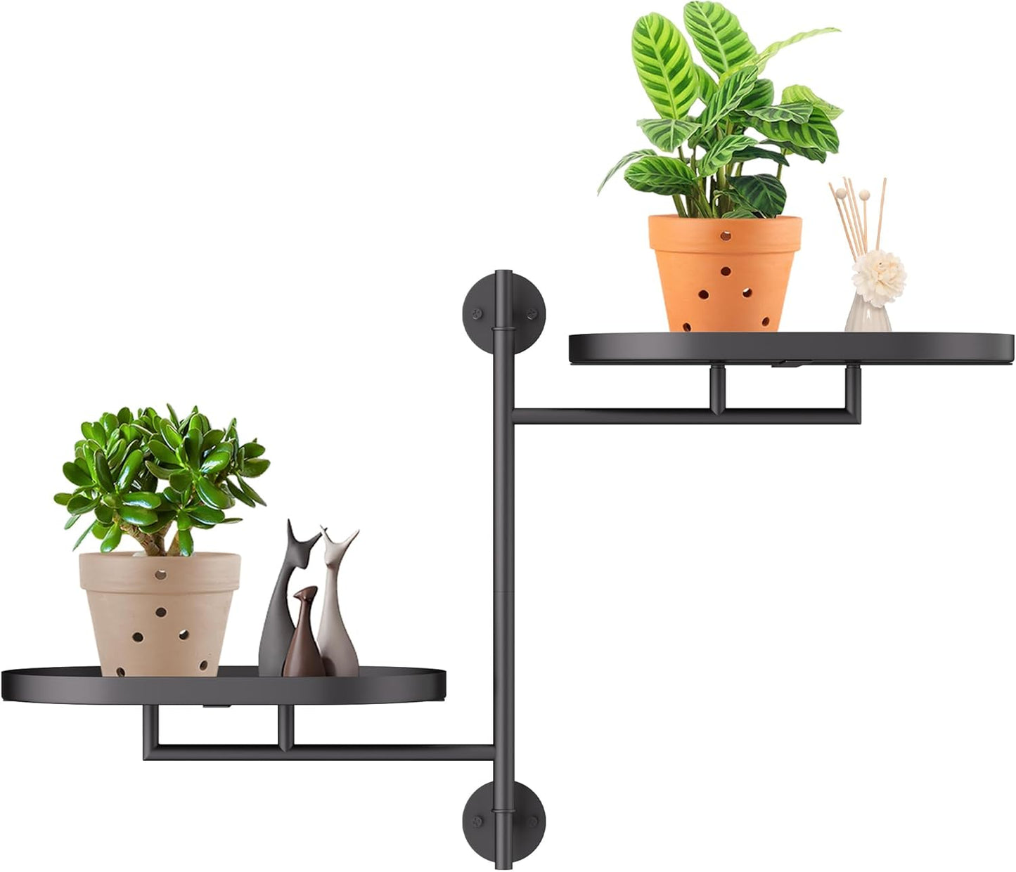 Rotating Window Shelves for Multiple Plants Indoor,4-tier Metal Corner Black Plant Stand Holder Floating Hanger Shelf for Wall,Windows Sill Gifts for Planter Lover to Enhance Home Decor