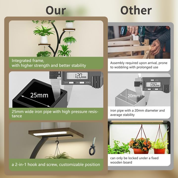 Plant Stand Indoor with Grow Lights, 7 Tiered Indoor Plant Shelf, 62.8" Plant StandWith Grow Light,Tall Plant Stand for Indoor Plants Multiple,Metal Plant Flower Holder Stand, Plant Rack for Home