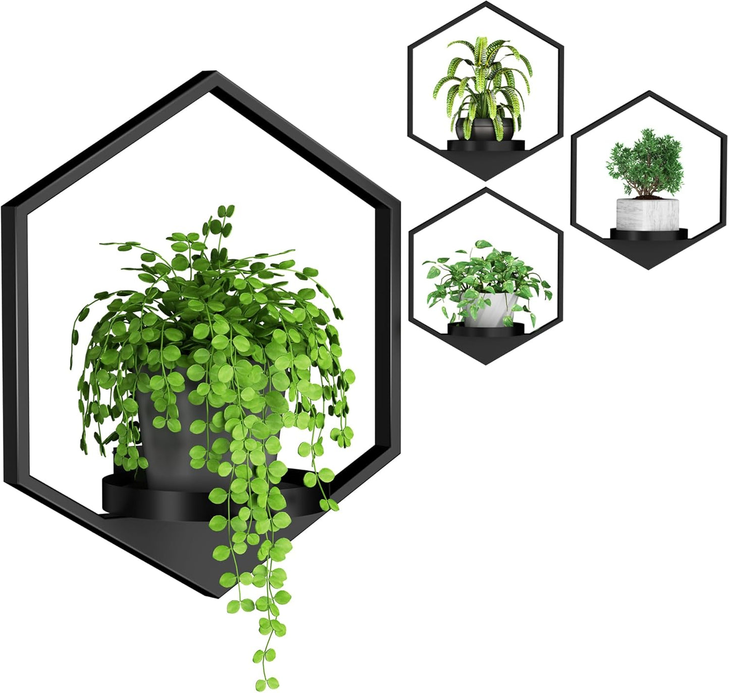 Wall Planters for Indoor Plants 7 Pack, Plant Frames Wall Decor Living Room Plant Stand Hanging Wall Plants Holder to Hold Large Pots Wall Plant Hanger Window Plant Shelves for Outdoor Entryway