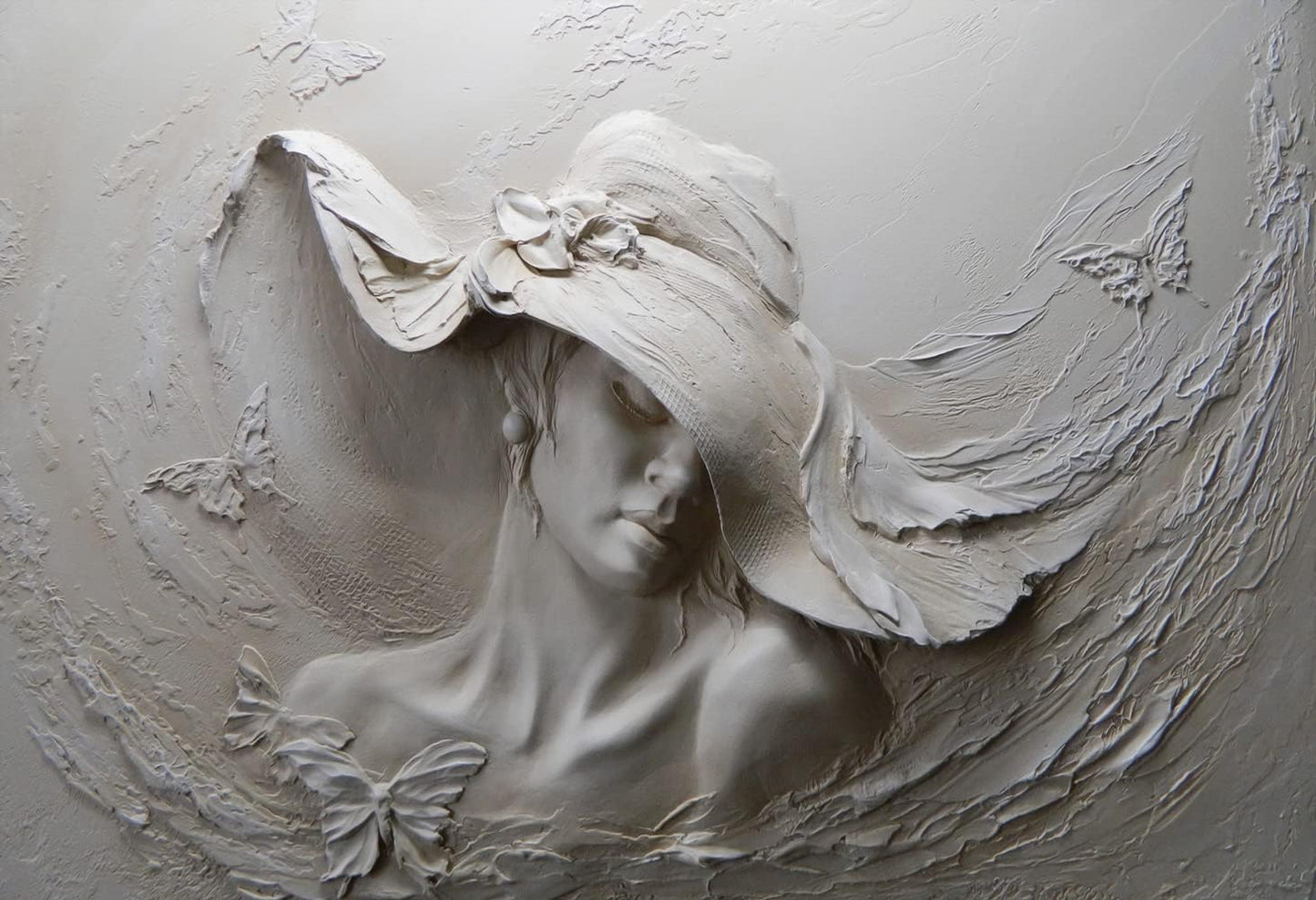 Art Wallpaper 3D Illusion Woman Face Relief Mural Wallpaper for Bedroom Living Room TV Background (Not Peel n' Stick)