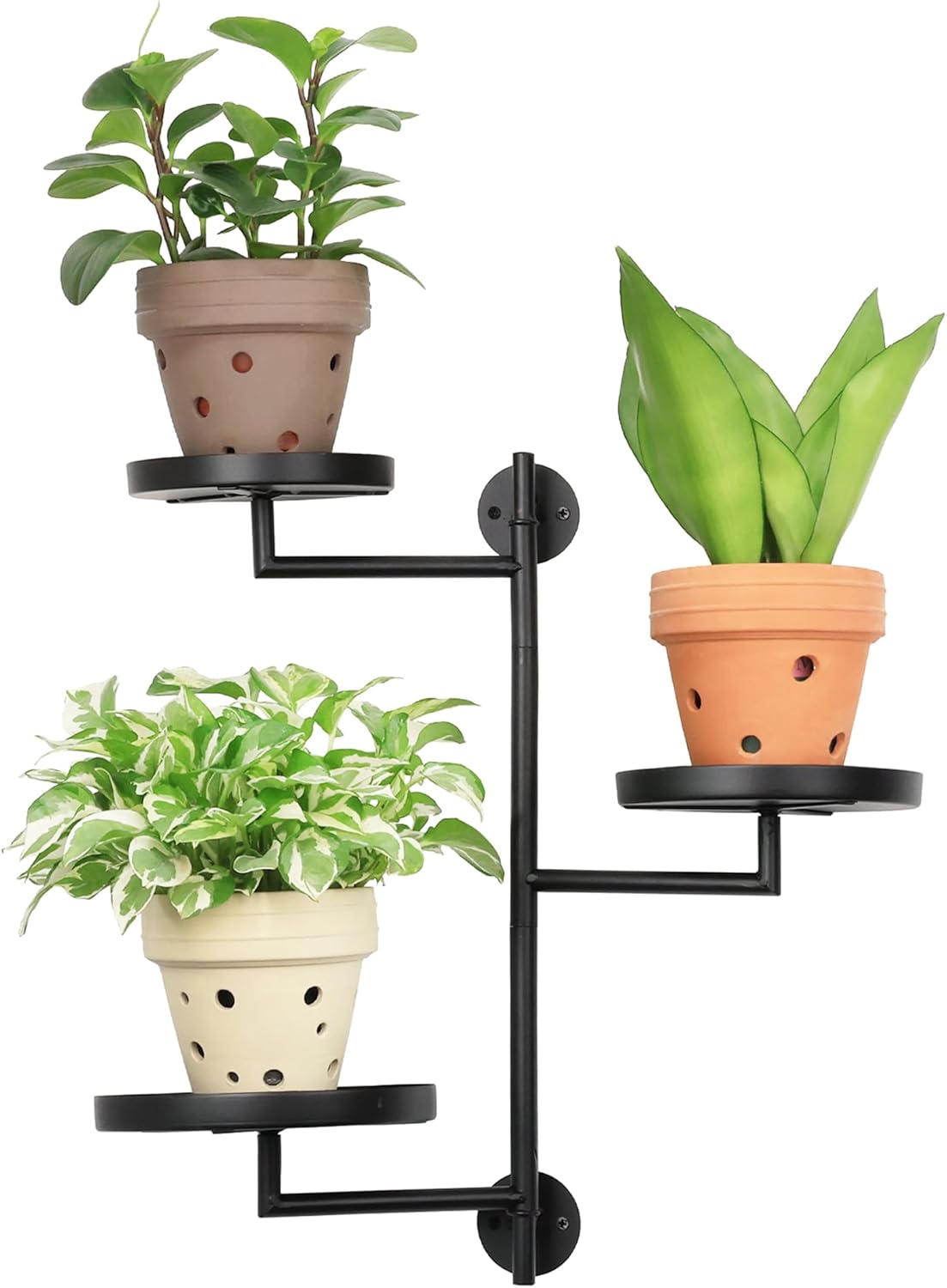 Rotating Window Shelves for Multiple Plants Indoor,4-tier Metal Corner Black Plant Stand Holder Floating Hanger Shelf for Wall,Windows Sill Gifts for Planter Lover to Enhance Home Decor