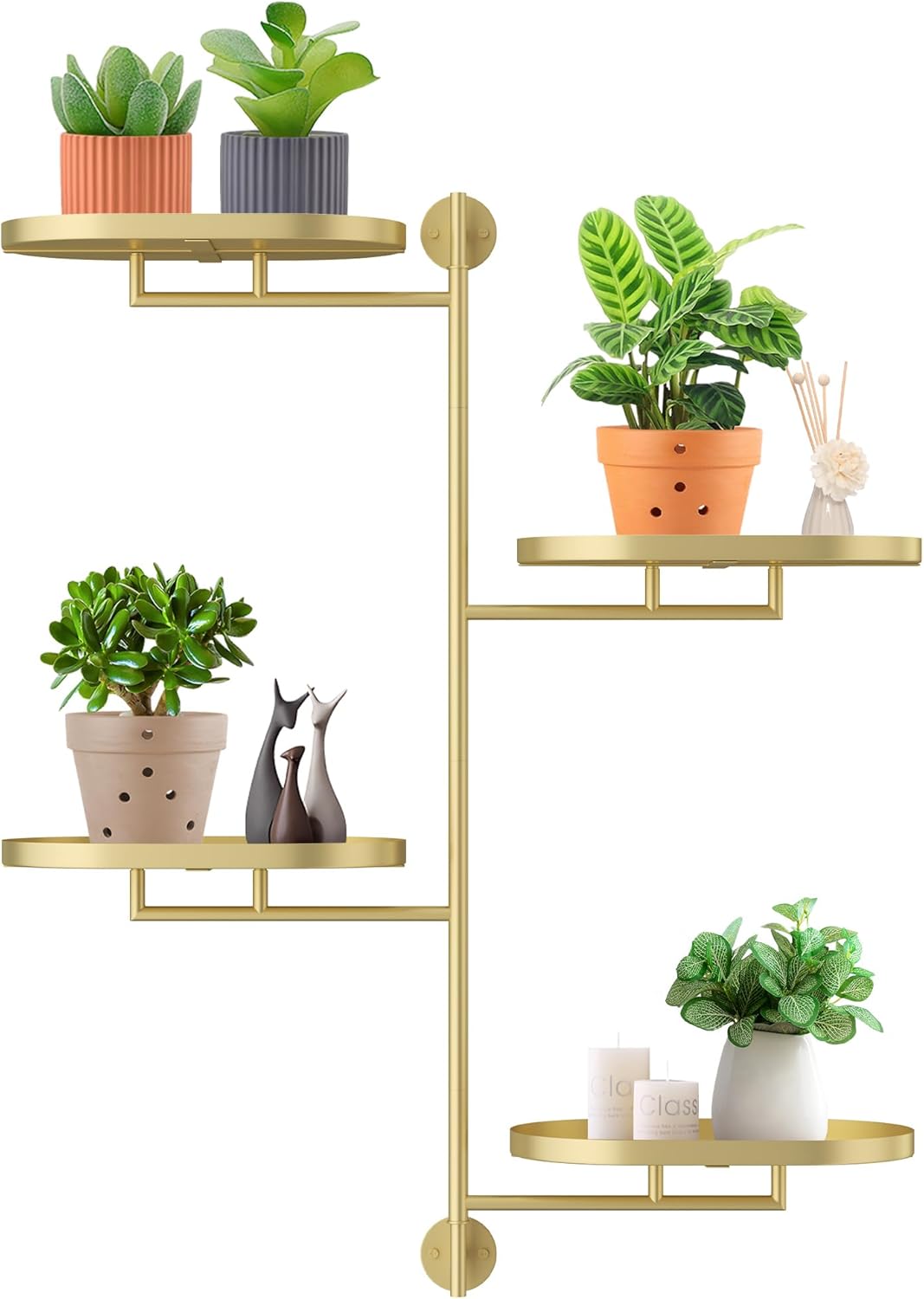Rotating Window Shelves for Multiple Plants Indoor,4-tier Metal Corner Black Plant Stand Holder Floating Hanger Shelf for Wall,Windows Sill Gifts for Planter Lover to Enhance Home Decor