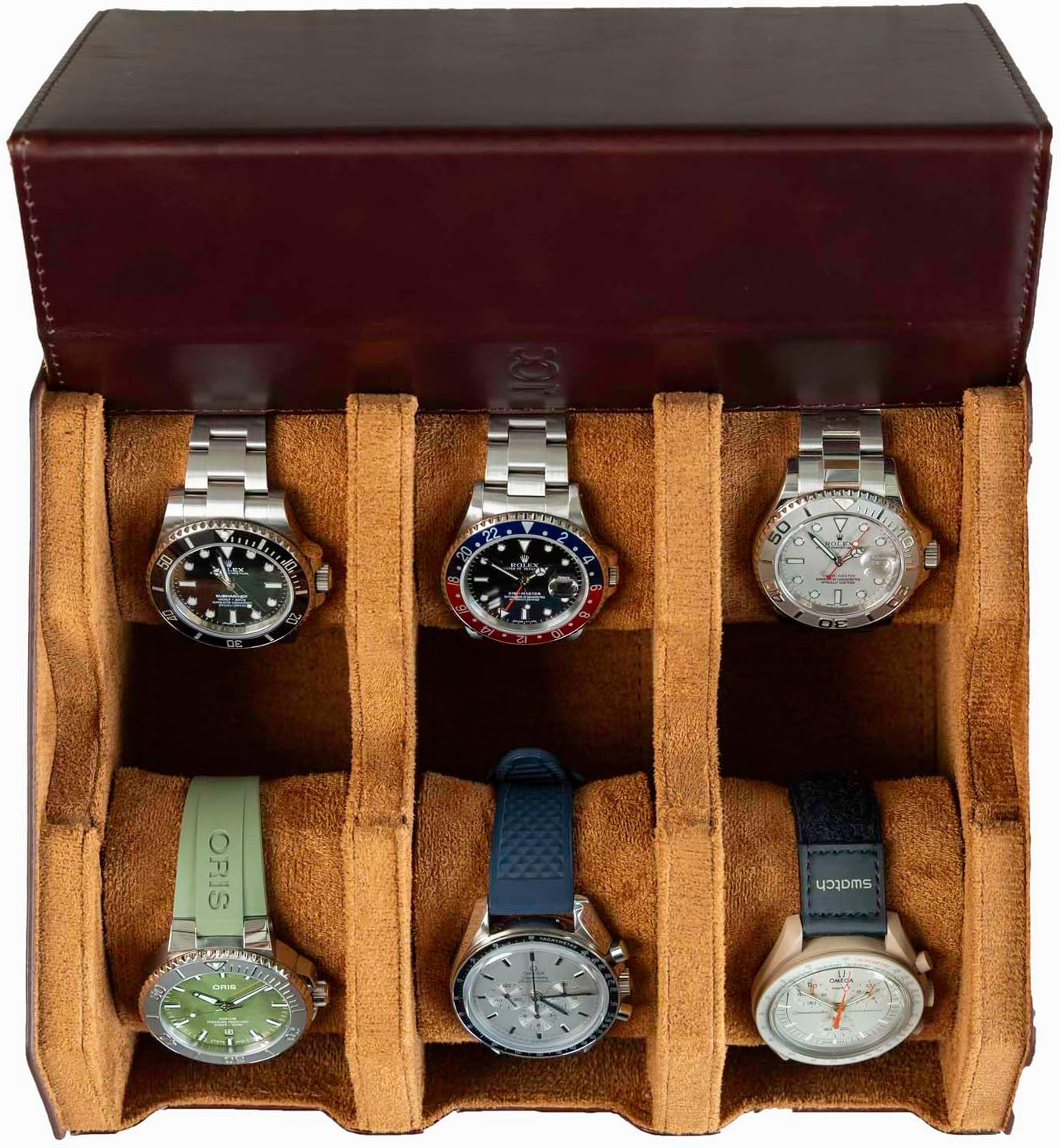 DailyWatch | Watch Box For 8 Watches | Genuine Black Leather Watch Roll Case With Soft Velvet Interior | Travel Watch Case - Protect & Display Your Watches | Watch Storage Travel Case in Black Green