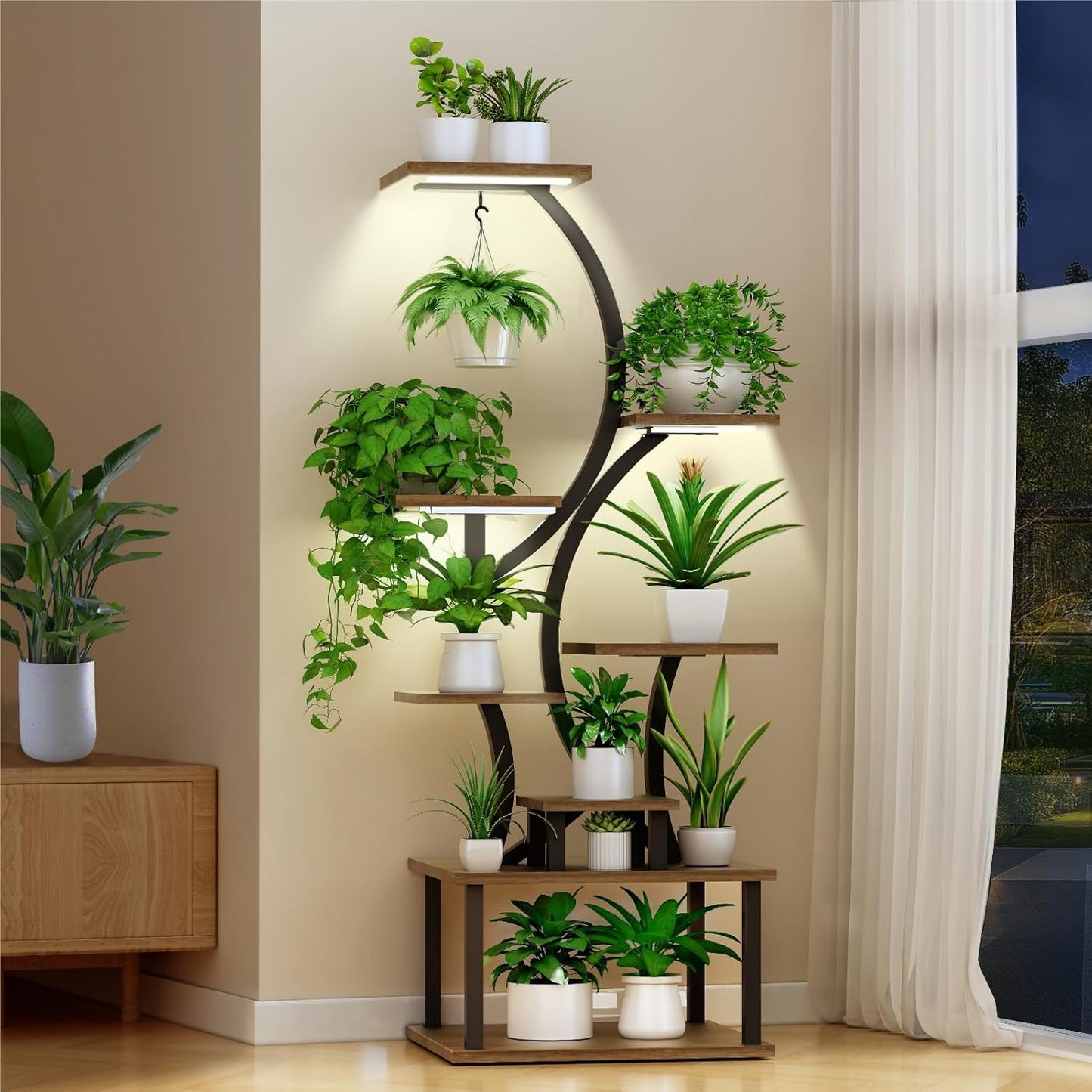 Plant Stand Indoor with Grow Lights, 7 Tiered Indoor Plant Shelf, 62.8" Plant StandWith Grow Light,Tall Plant Stand for Indoor Plants Multiple,Metal Plant Flower Holder Stand, Plant Rack for Home