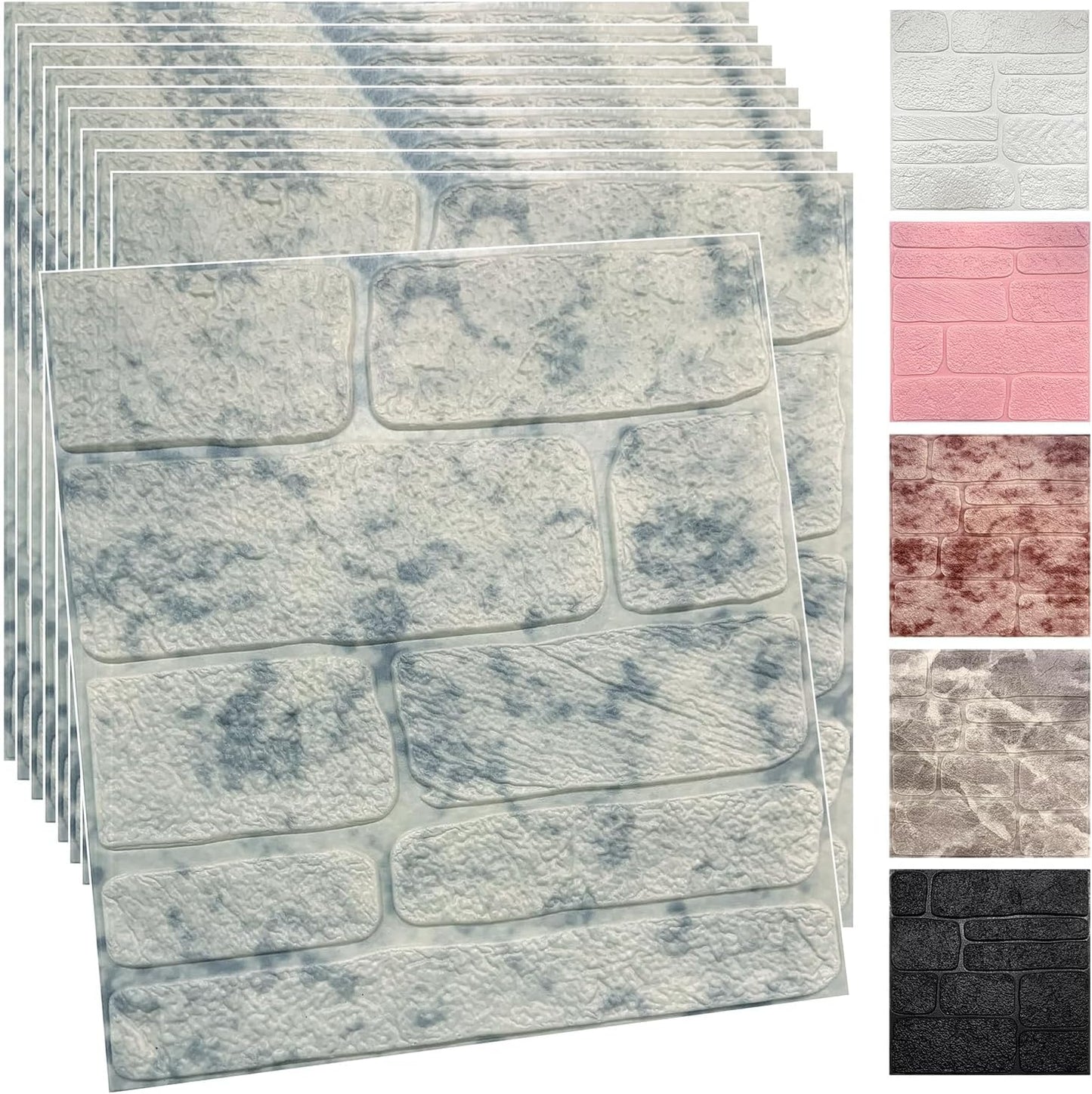 20PCS 3D Wall Panels Peel and Stick Foam 3D Brick Wallpaper Peel and Stick Faux Stone Wall Panel Self-Adhesive Wallpaper (20PCS, Rock Color)