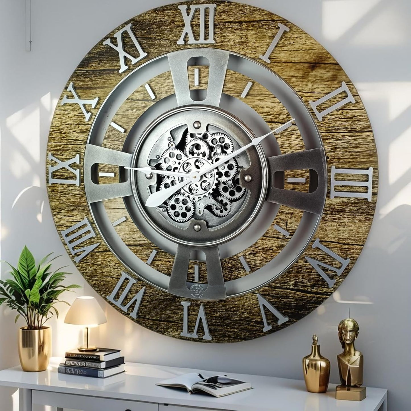 ImprovingLife The Gears Clock Real Moving Gear Wall Clock England Line (Carbon Grey, 36 inches (90 cm))