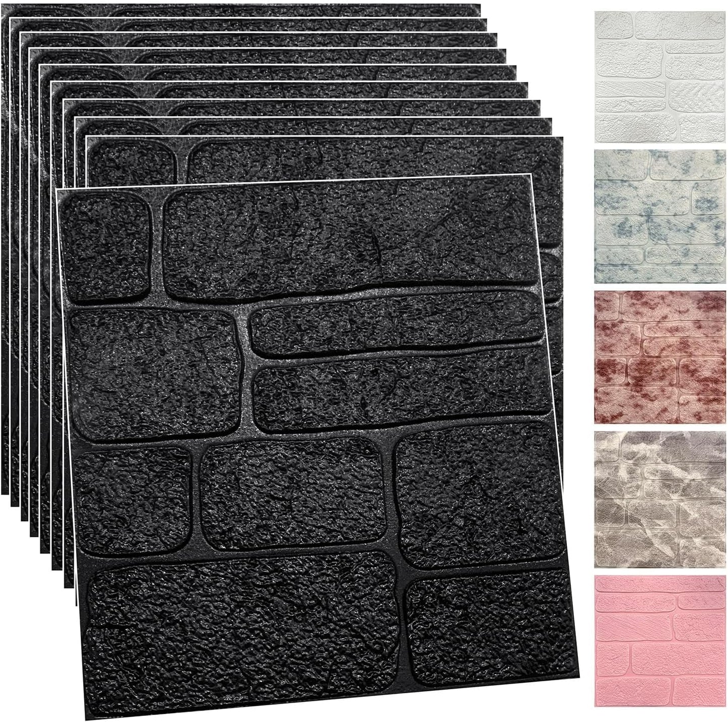 20PCS 3D Wall Panels Peel and Stick Foam 3D Brick Wallpaper Peel and Stick Faux Stone Wall Panel Self-Adhesive Wallpaper (20PCS, Rock Color)