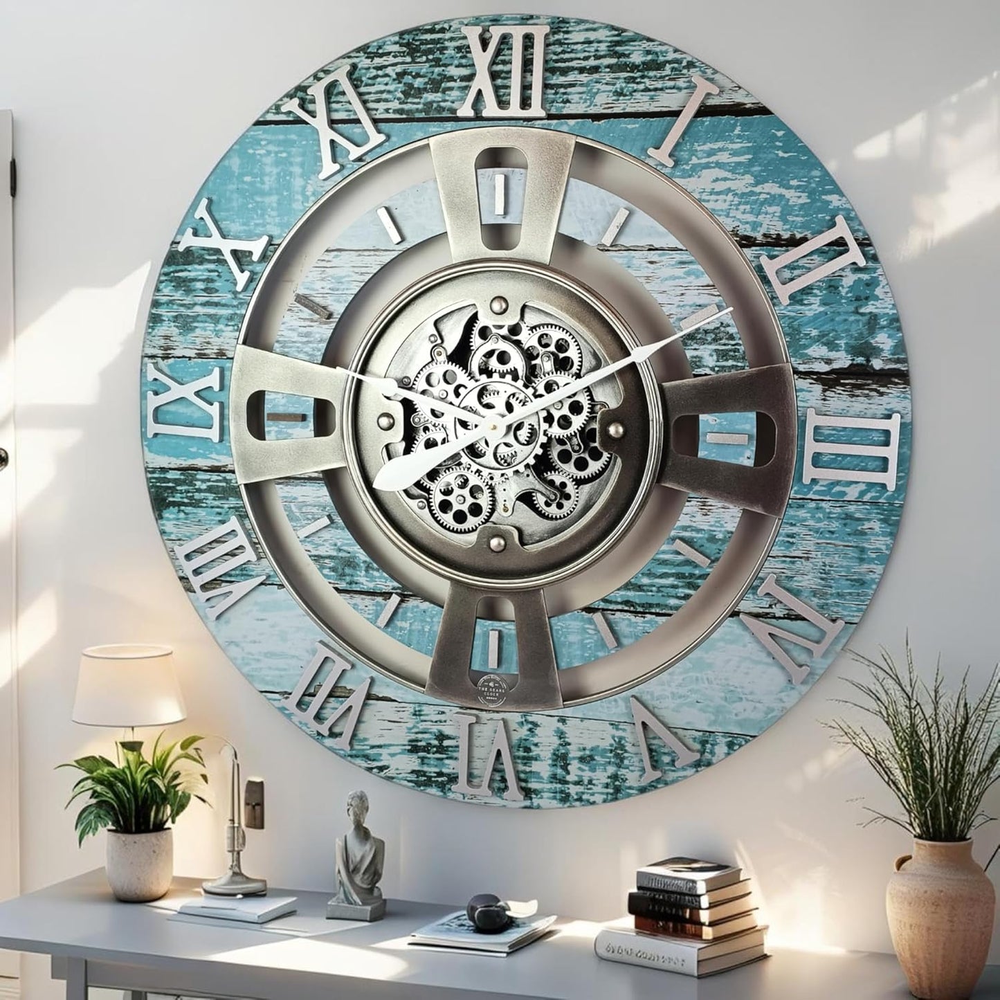 ImprovingLife The Gears Clock Real Moving Gear Wall Clock England Line (Carbon Grey, 36 inches (90 cm))