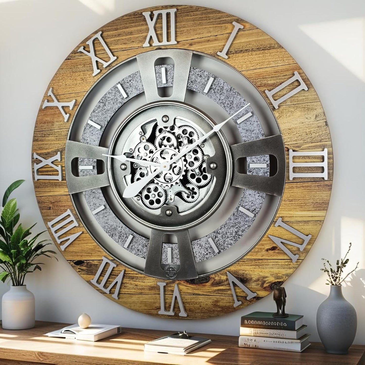 ImprovingLife The Gears Clock Real Moving Gear Wall Clock England Line (Carbon Grey, 36 inches (90 cm))