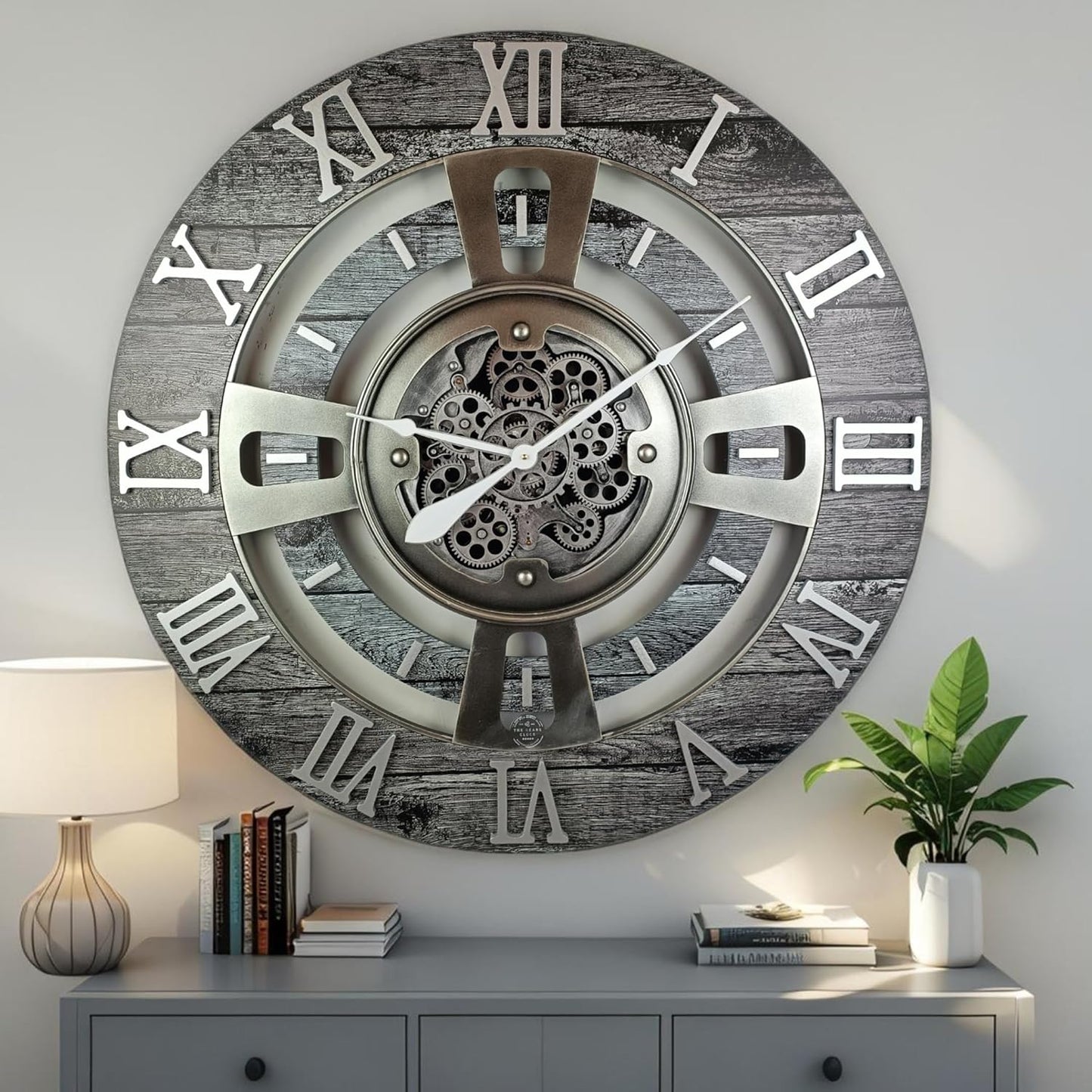ImprovingLife The Gears Clock Real Moving Gear Wall Clock England Line (Carbon Grey, 36 inches (90 cm))