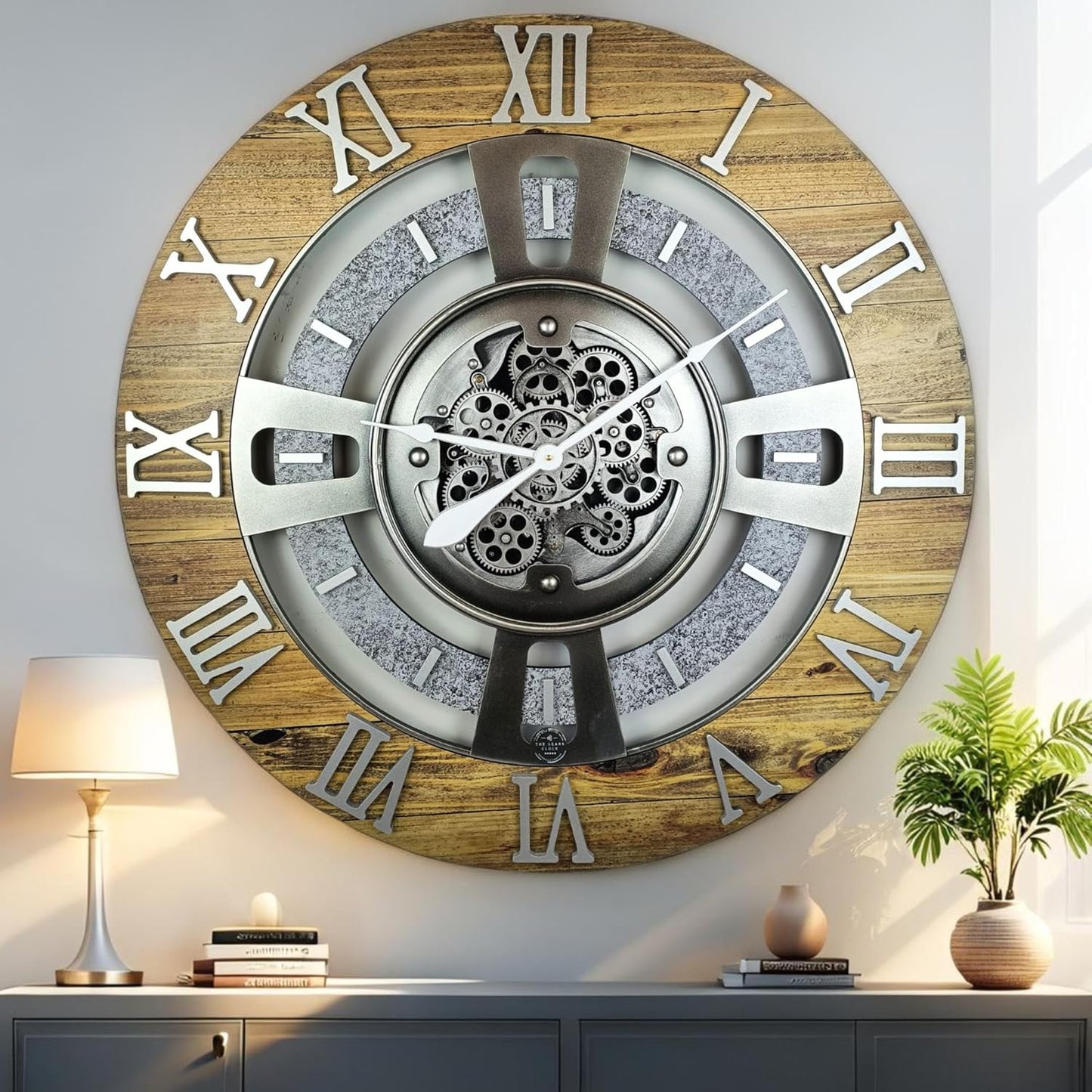 ImprovingLife The Gears Clock Real Moving Gear Wall Clock England Line (Carbon Grey, 36 inches (90 cm))