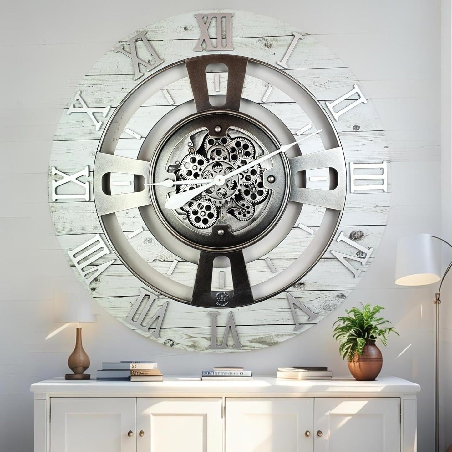 ImprovingLife The Gears Clock Real Moving Gear Wall Clock England Line (Carbon Grey, 36 inches (90 cm))