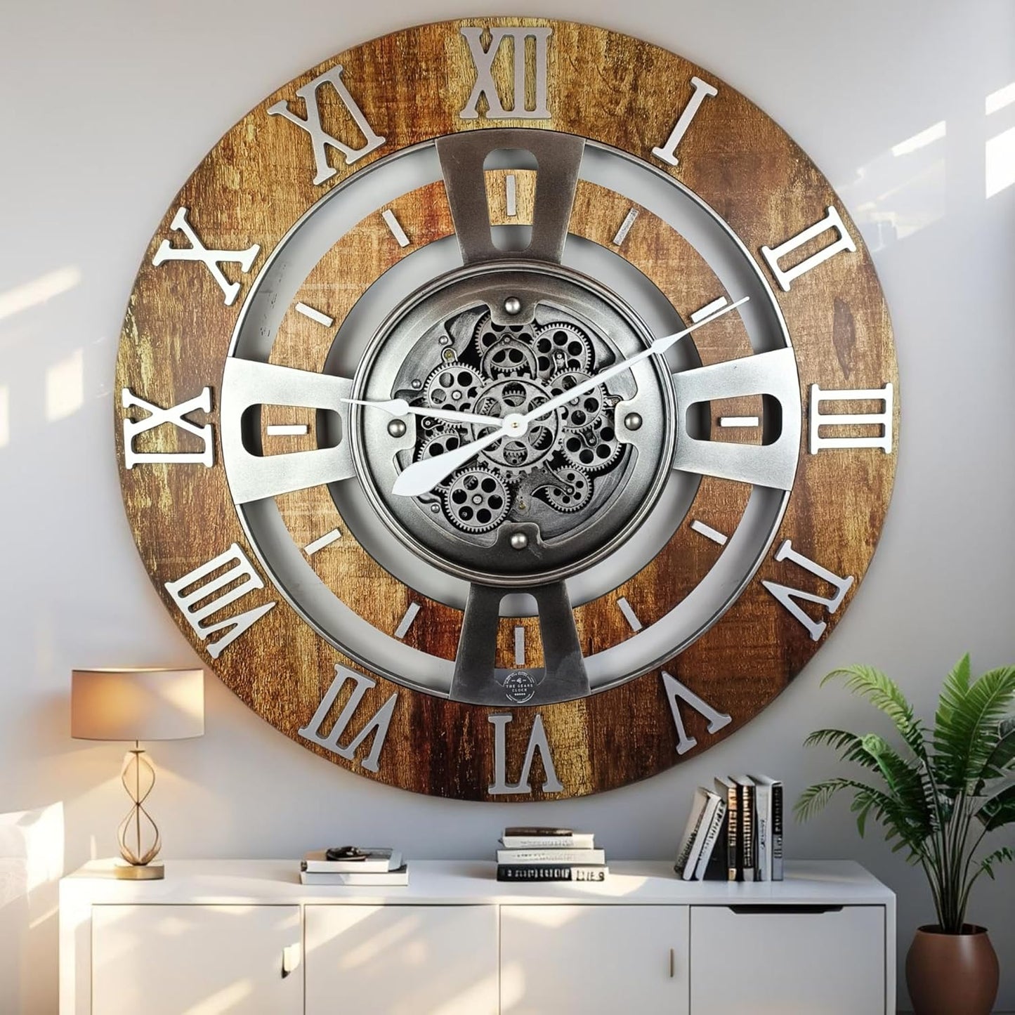 ImprovingLife The Gears Clock Real Moving Gear Wall Clock England Line (Carbon Grey, 36 inches (90 cm))