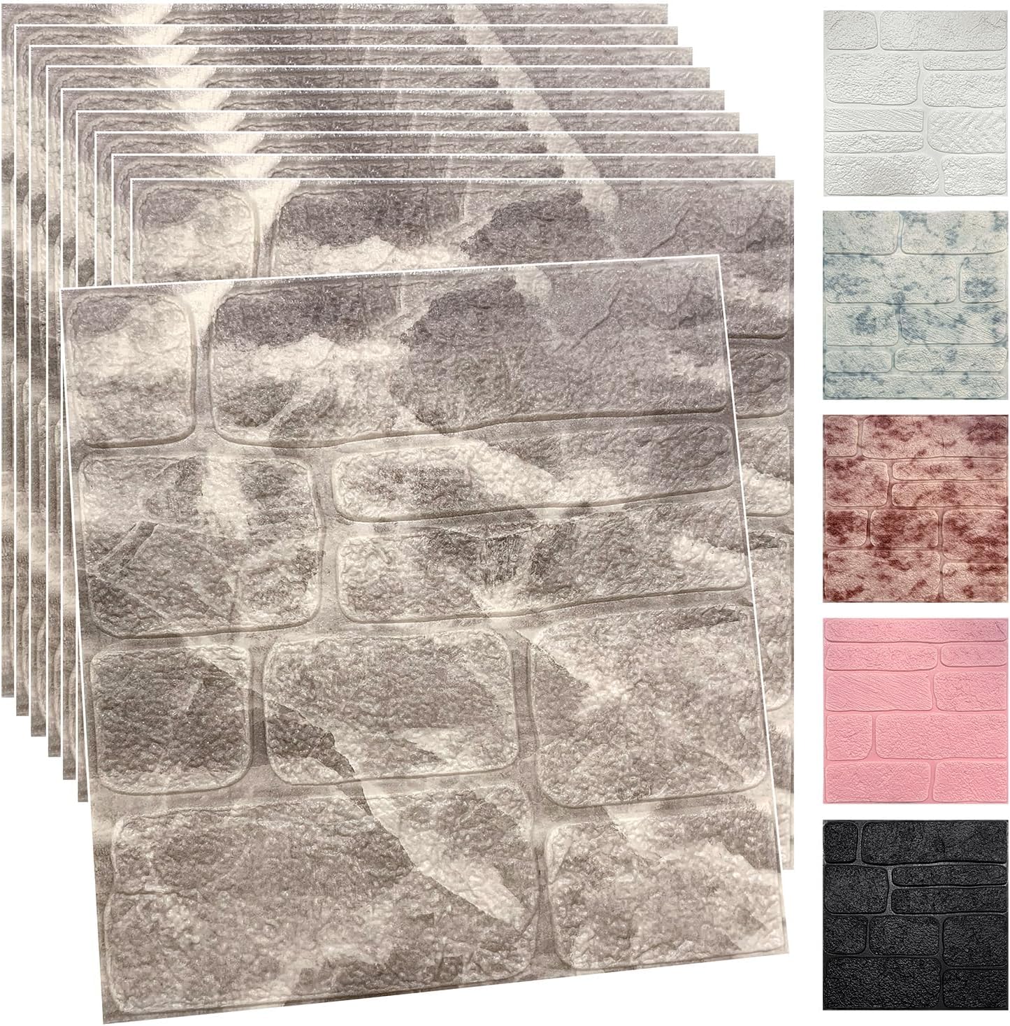 20PCS 3D Wall Panels Peel and Stick Foam 3D Brick Wallpaper Peel and Stick Faux Stone Wall Panel Self-Adhesive Wallpaper (20PCS, Rock Color)