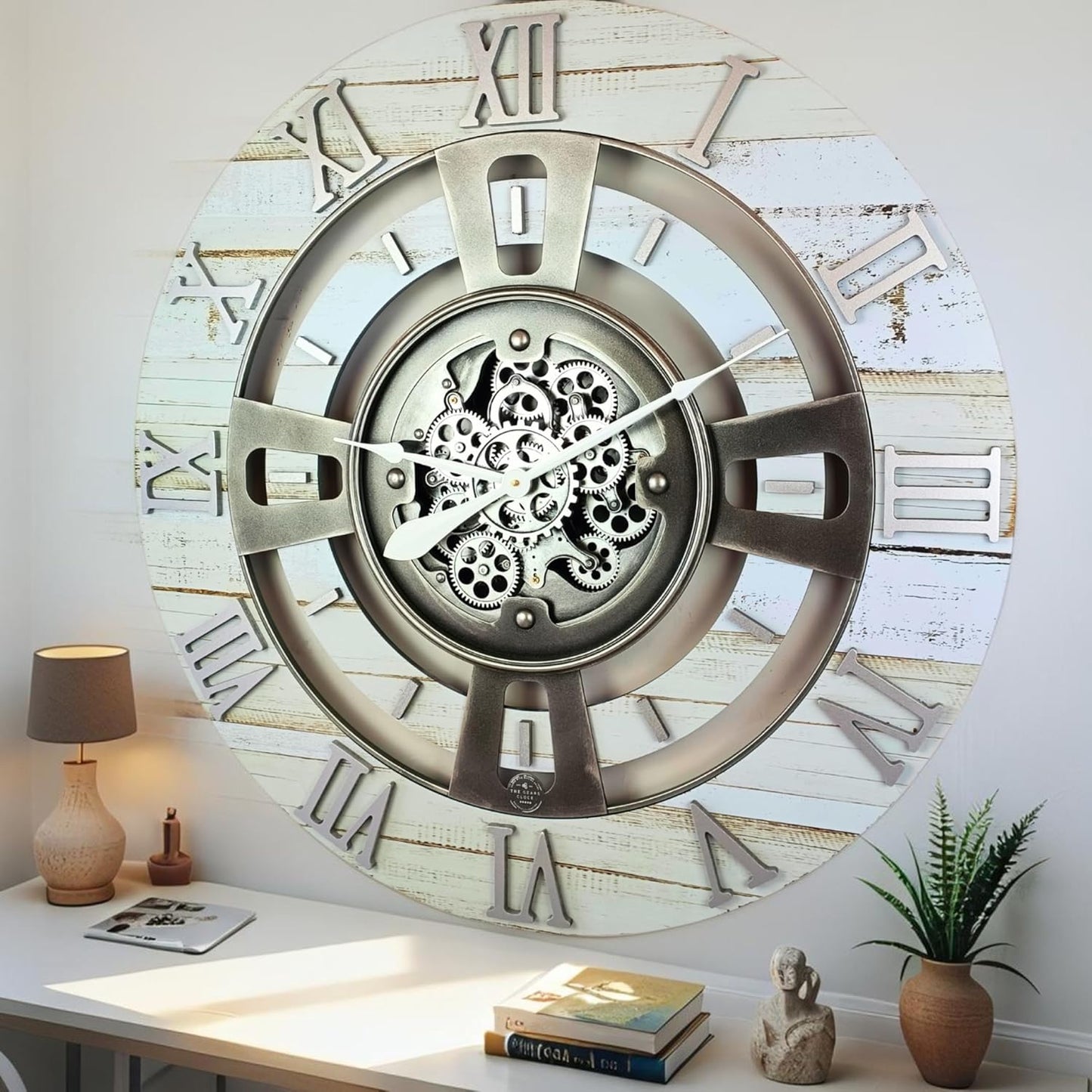 ImprovingLife The Gears Clock Real Moving Gear Wall Clock England Line (Carbon Grey, 36 inches (90 cm))