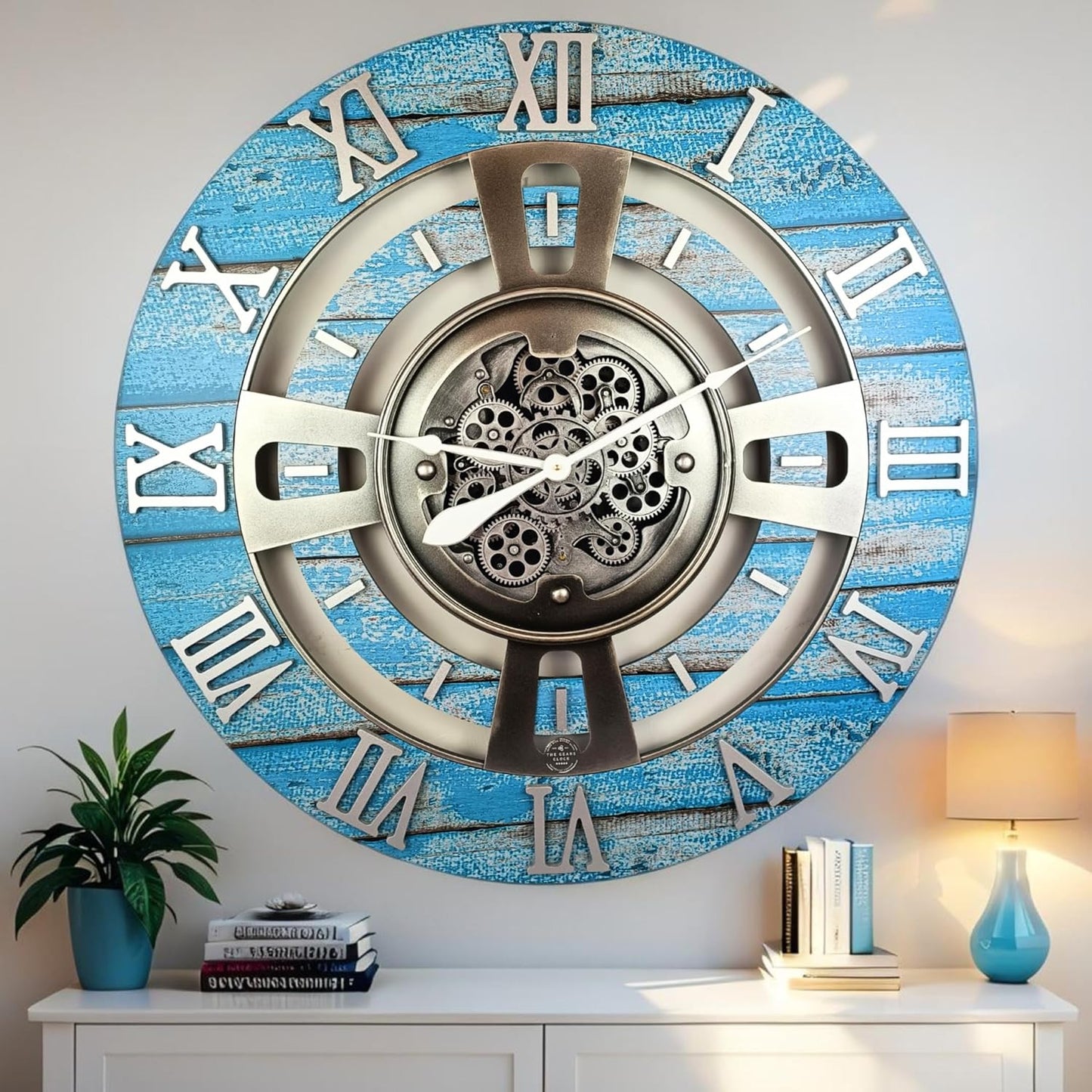 ImprovingLife The Gears Clock Real Moving Gear Wall Clock England Line (Carbon Grey, 36 inches (90 cm))
