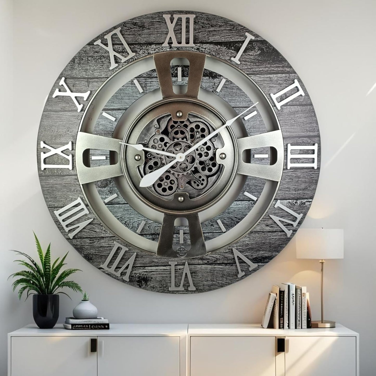 ImprovingLife The Gears Clock Real Moving Gear Wall Clock England Line (Carbon Grey, 36 inches (90 cm))