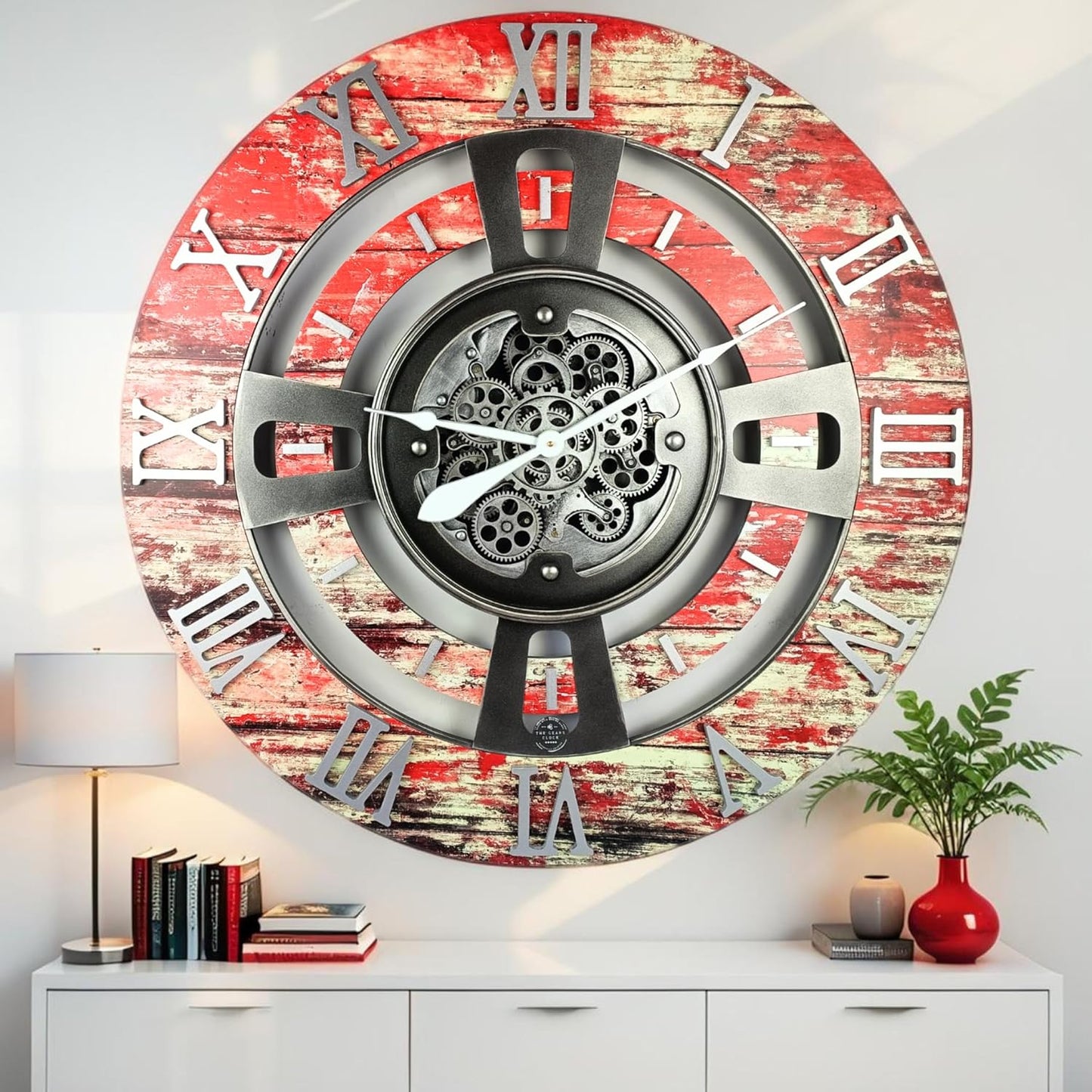 ImprovingLife The Gears Clock Real Moving Gear Wall Clock England Line (Carbon Grey, 36 inches (90 cm))
