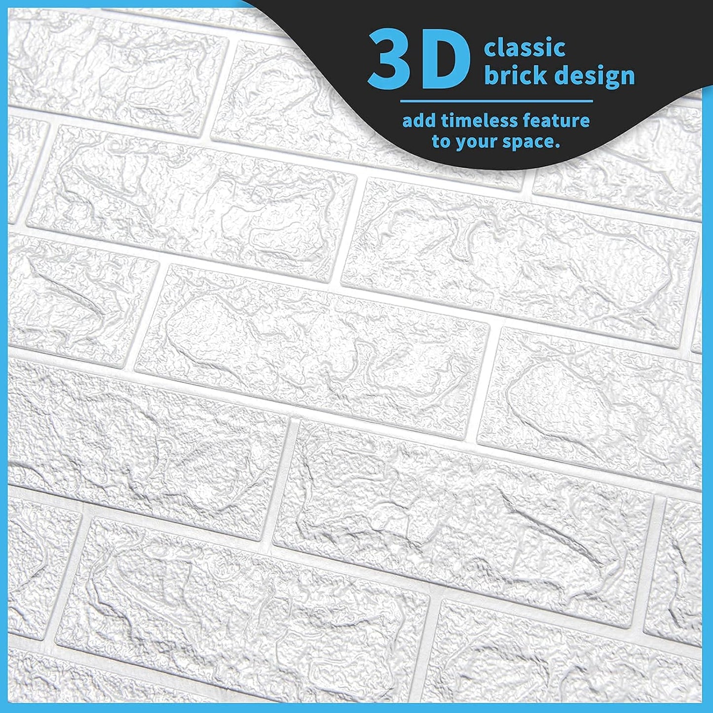 Art3d 11-Pack Peel and Stick 3D Wall Panels for Interior Wall Decor, White Brick Wallpaper, Covers 64 Sq.Ft