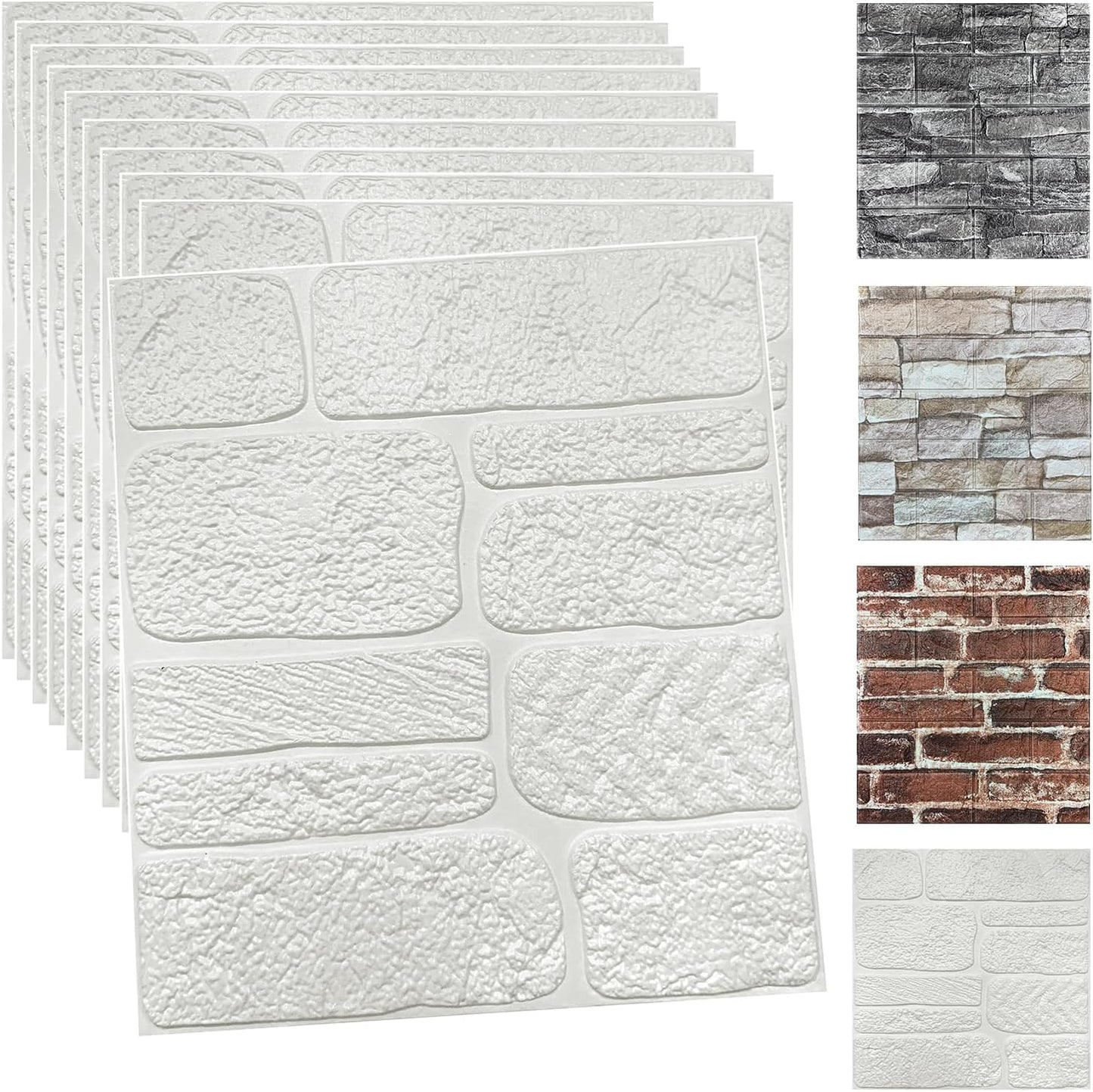 20PCS 3D Wall Panels Peel and Stick Foam 3D Brick Wallpaper Peel and Stick Faux Stone Wall Panel Self-Adhesive Wallpaper (20PCS, Rock Color)