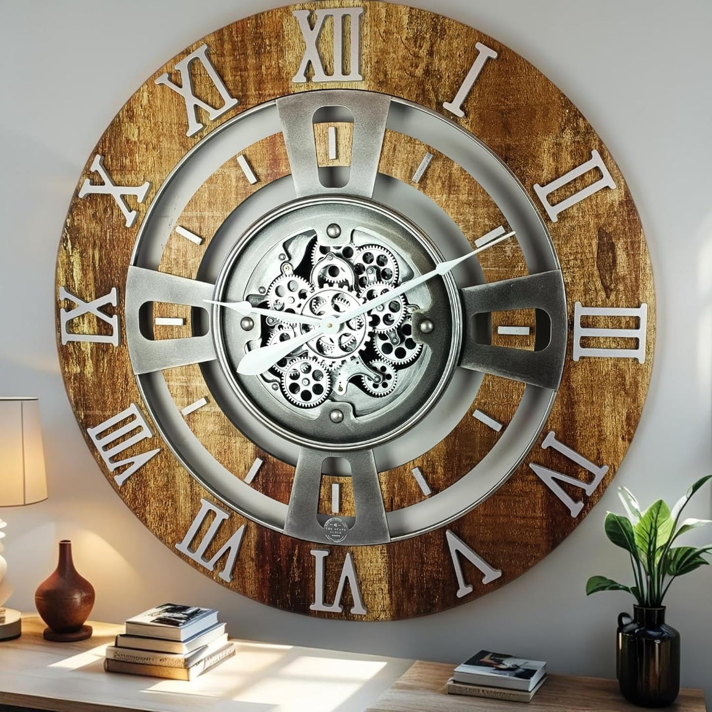 ImprovingLife The Gears Clock Real Moving Gear Wall Clock England Line (Carbon Grey, 36 inches (90 cm))