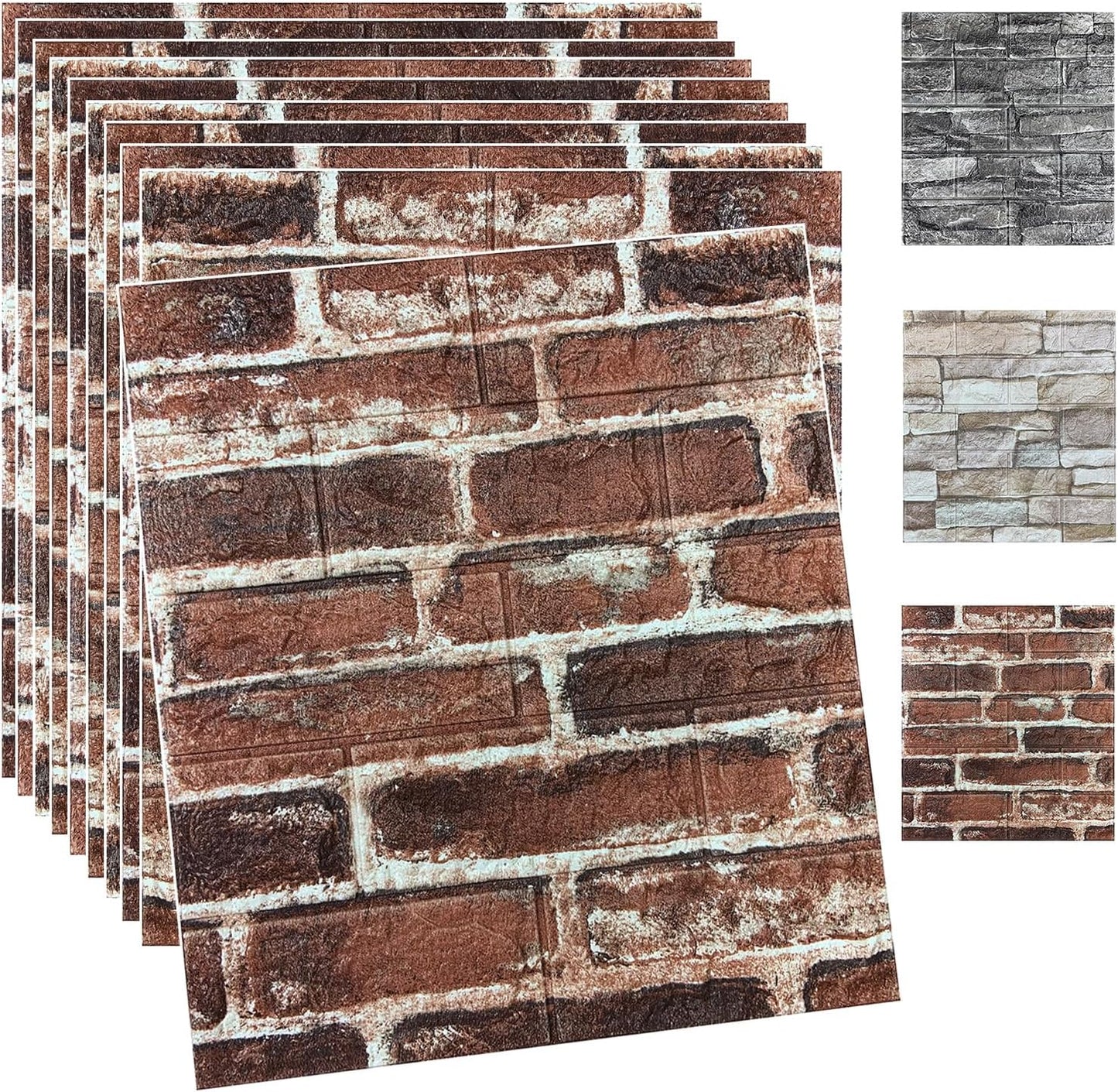 20PCS 3D Wall Panels Peel and Stick Foam 3D Brick Wallpaper Peel and Stick Faux Stone Wall Panel Self-Adhesive Wallpaper (20PCS, Rock Color)