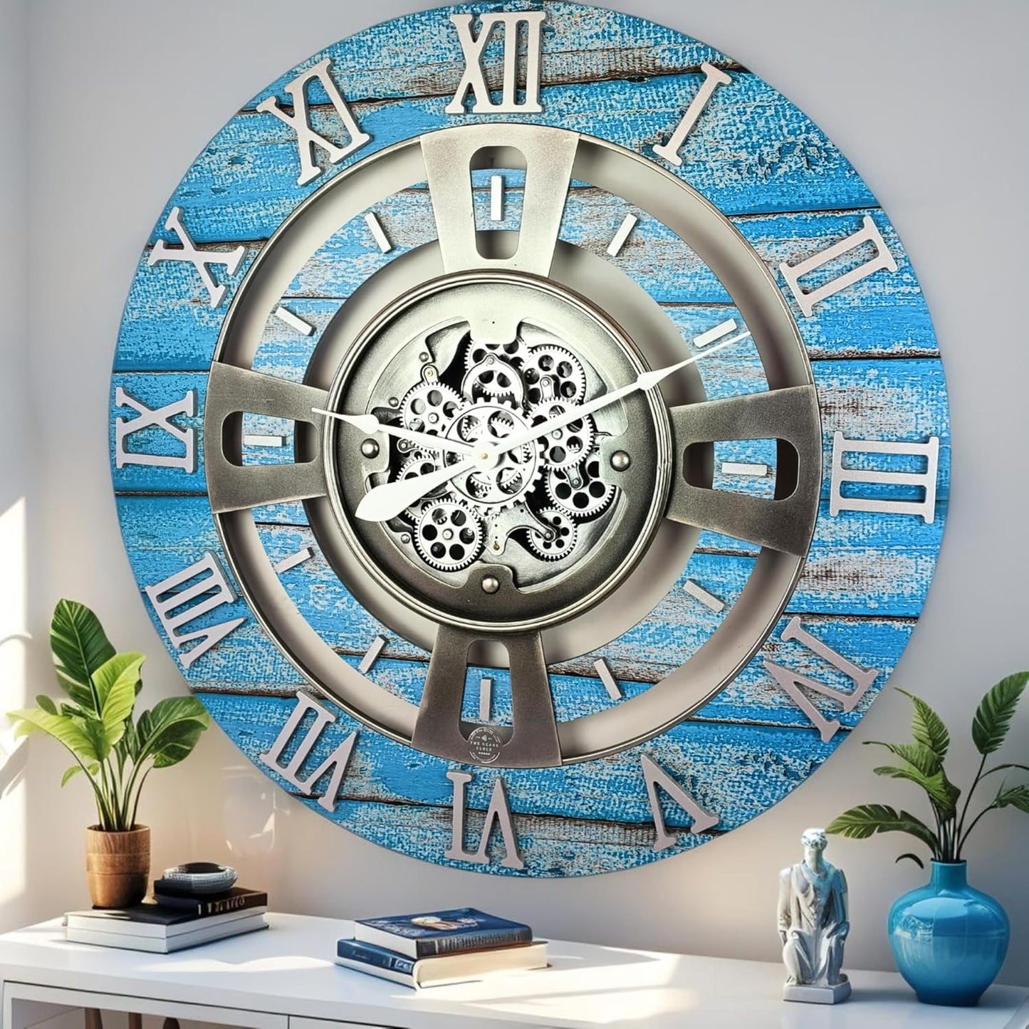 ImprovingLife The Gears Clock Real Moving Gear Wall Clock England Line (Carbon Grey, 36 inches (90 cm))