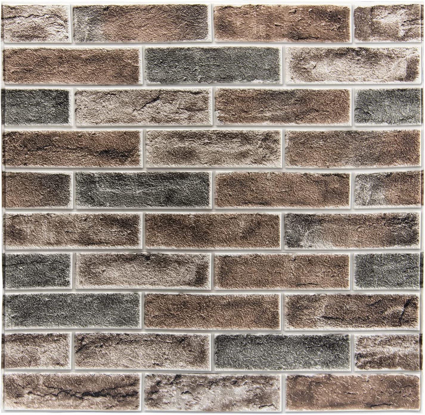 Art3d 11-Pack Peel and Stick 3D Wall Panels for Interior Wall Decor, White Brick Wallpaper, Covers 64 Sq.Ft
