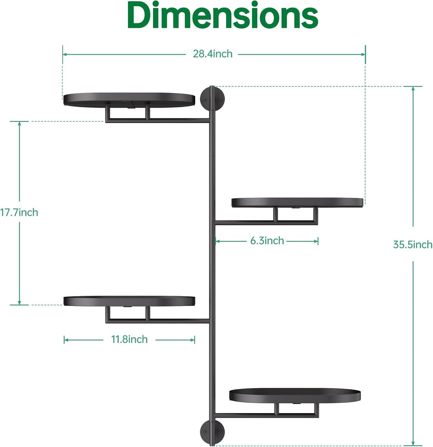 Rotating Window Shelves for Multiple Plants Indoor,4-tier Metal Corner Black Plant Stand Holder Floating Hanger Shelf for Wall，Windows Sill Gifts for Planter Lover to Enhance Home Decor