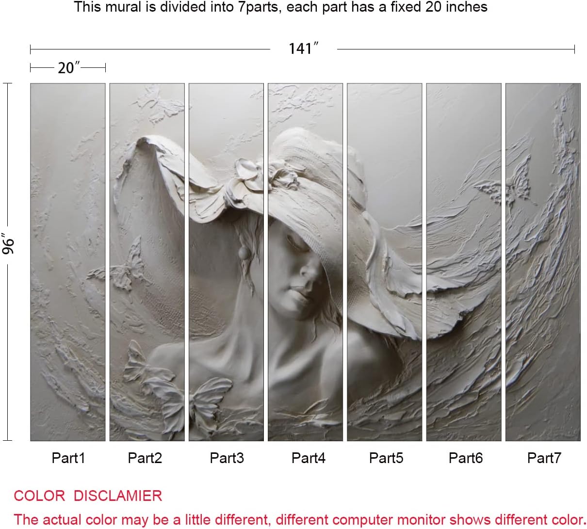 Art Wallpaper 3D Illusion Woman Face Relief Mural Wallpaper for Bedroom Living Room TV Background (Not Peel n' Stick)