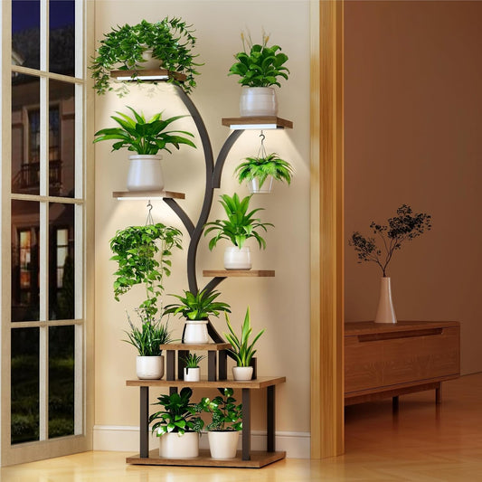 Plant Stand Indoor with Grow Lights, 7 Tiered Indoor Plant Shelf, 62.8" Plant StandWith Grow Light,Tall Plant Stand for Indoor Plants Multiple,Metal Plant Flower Holder Stand, Plant Rack for Home